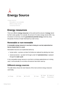 Energy Source - Physics GCSE