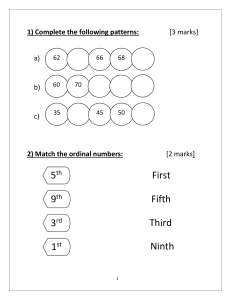 Elementary Math Worksheet: Number Patterns & Operations