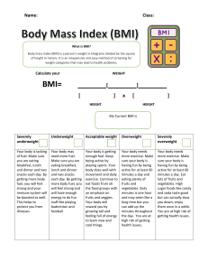 BMI for kids worksheet