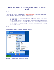 Adding a Windows XP computer to a Windows Server 2003 domain
