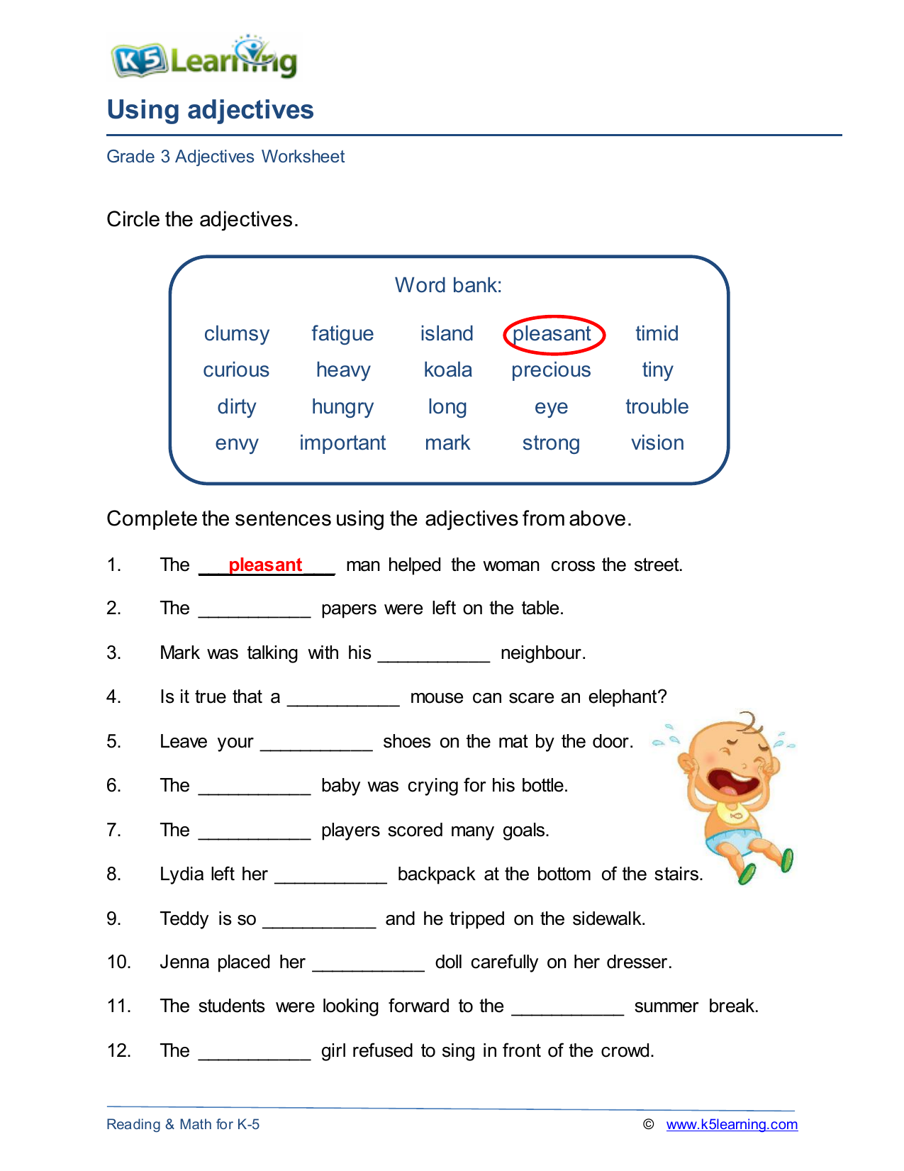 adjectives worksheet grade 4