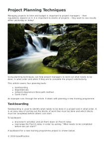 Project Planning Techniques: Taskboarding, Dependencies, Gantt Charts