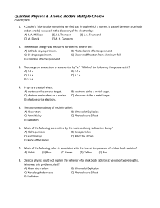 Quantum Physics & Atomic Models Multiple Choice Test