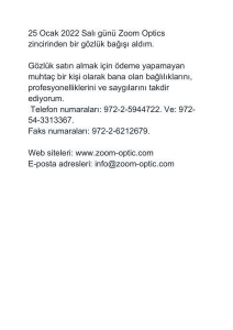 מכתבי לרשת  זום אופטיק  בטורקית