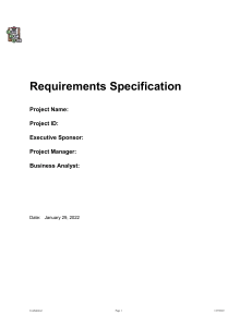 Requirements Specification Template