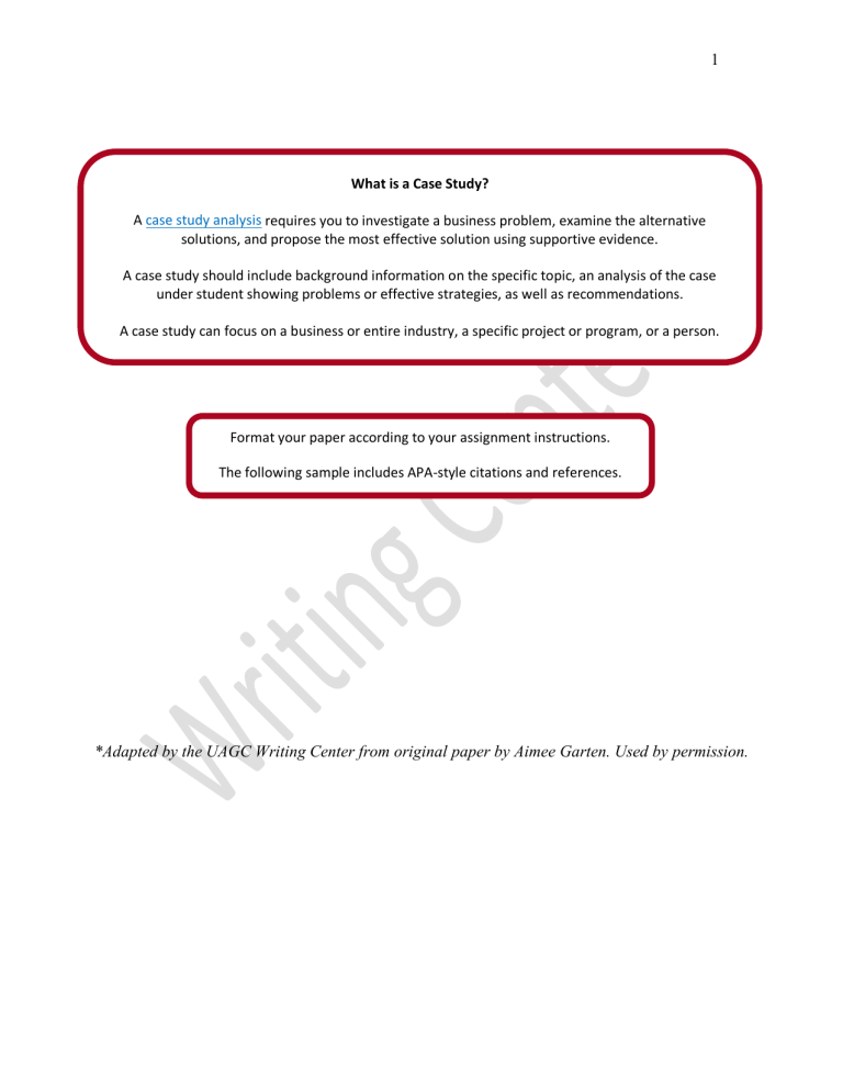 Sample Case Study Analysis