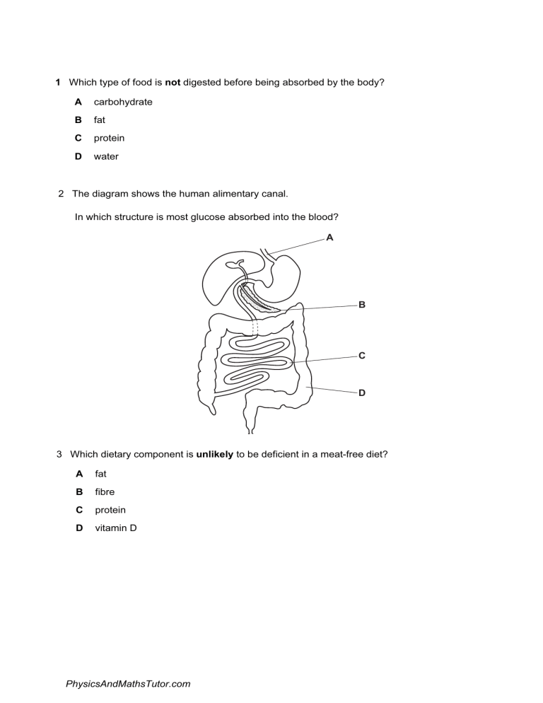 Human Nutrition Multiple Choice QP