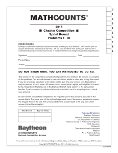 2018 Mathcounts Chapter Competition Sprint Round