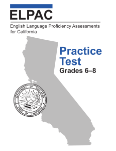 ELPAC Grades 6-8 Practice Test 2018