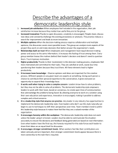 Assignment-Describe the advantages of a democratic leadership style.
