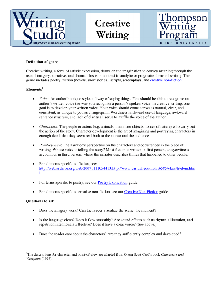 define creative writing pdf