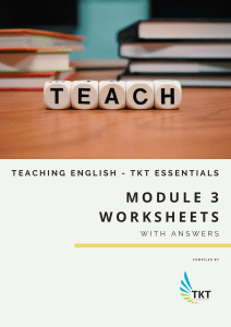 TKT Essentials Module 3 Worksheets with Answers