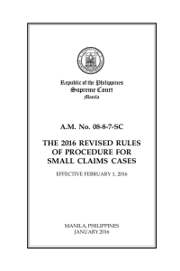 2016 Revised Rules of Procedure for SMALL-CLAIMS Cases_PAMPHLET