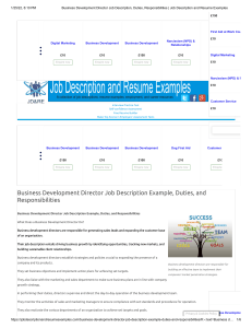 Business Development Director Job Description