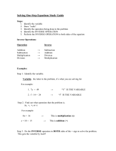 Solving One Step Equations Study Guide