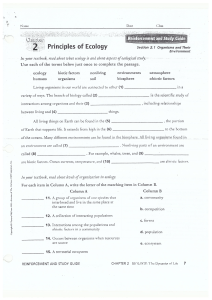 principles of ecology WS