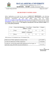 Notification for the Post of Assistant Professors 26-12-2017