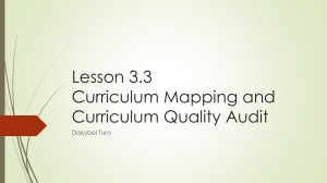 curriculum mapping and curriculum quality audit