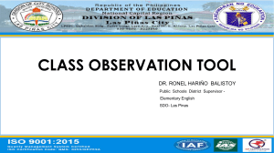 SAMPLE COT OBSERVATION GUIDE AND TOOL RP