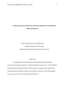 Social Class, Culture, and Group Beliefs: A Research Paper