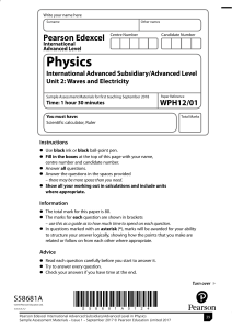 Specimen (IAL) QP - Unit 2 Edexcel Physics A-level