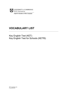 Vocabulary list - KET & KETfS