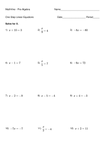 one step linear equations ws