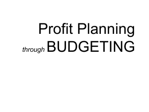 Profit planning Budgeting managerial accounting