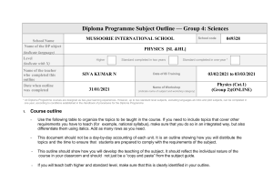 Physics Course Outline: Diploma Programme SL & HL