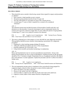 Maternal Child Nursing Test Bank: Pediatric Interventions