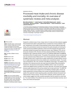 Processed meat intake and chronic disease morbidity and mortality: An overview of systematic reviews and meta-analyses