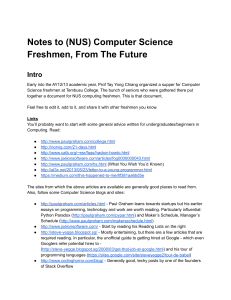Notes to (NUS) Computer Science Freshmen, From The Future