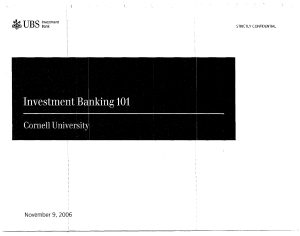 UBS Investment Banking 101