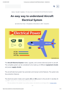 An easy way to understand Aircraft Electrical System - AviationHunt