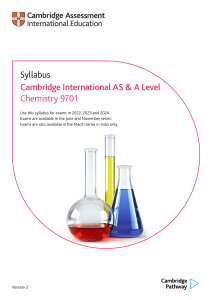 Cambridge AS & A Level Chemistry 9701 Syllabus