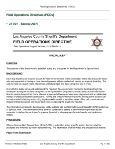 Special Alert Program: Sheriff's Department Directive