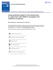 Using qualitative types of risk assessments in conjunction with FRAM to strengthen the resilience of systems