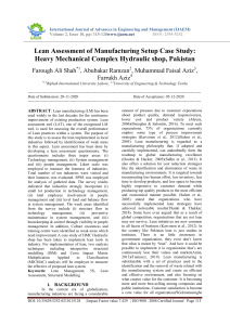 Lean Assessment of Manufacturing Setup Case Study  Heavy Mechanical Complex Hydraulic shop, Pakistan (1)