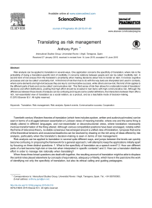 Pym 2015 Translating as risk management