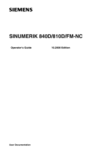 SINUMERIK 840D/810D/FM-NC Operator's Guide