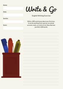 Cream Pen Illustration Essay Writing Prompt Worksheet