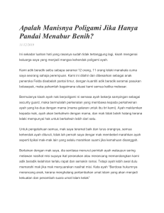 Apalah Manisnya Poligami Jika Hanya Pandai Menabur Benih