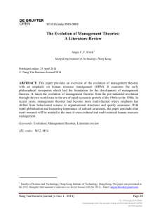 The Evolution of Management Theories A Literature 