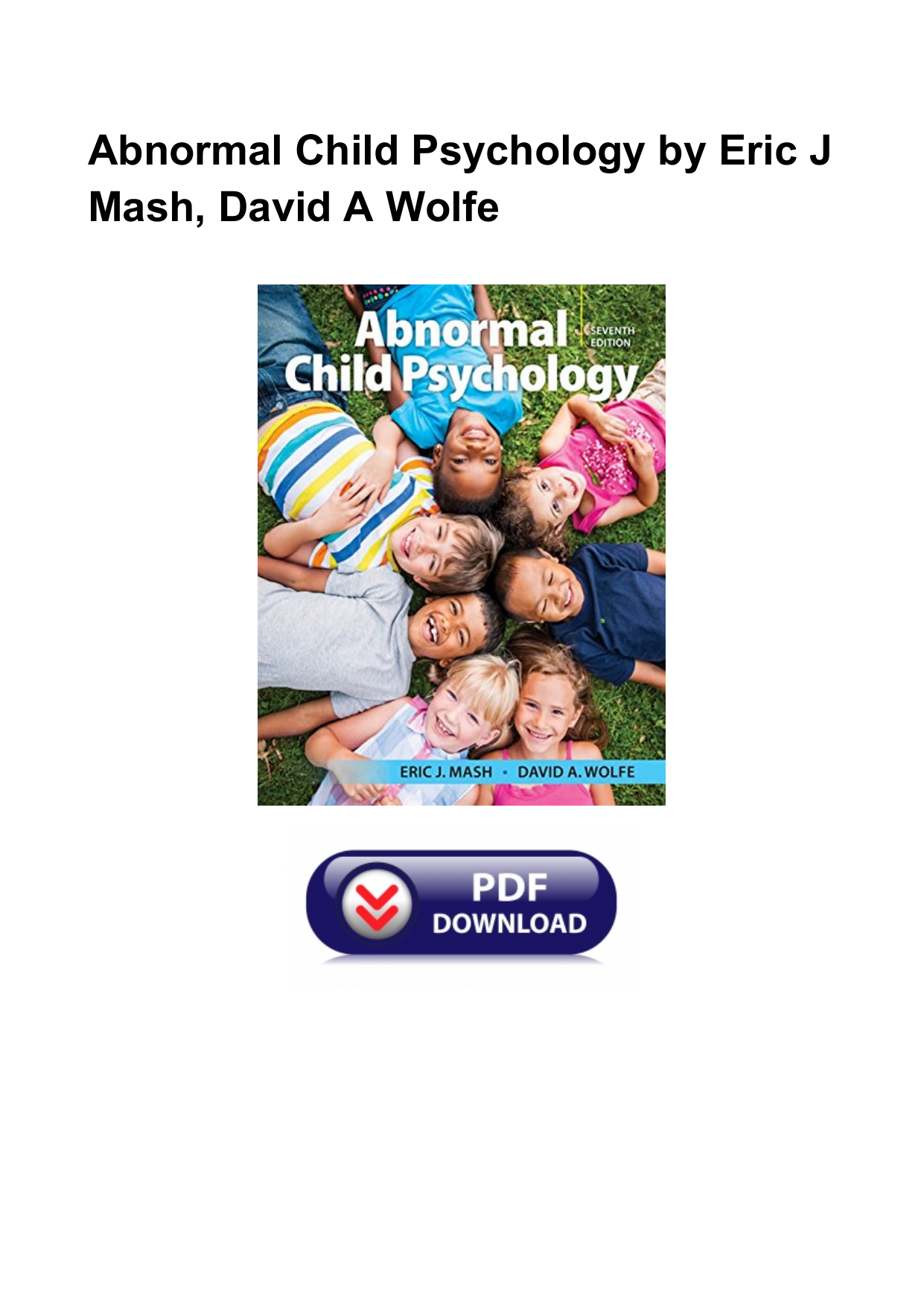 Abnormal child psychology 7th edition pdf download ddr pc game download