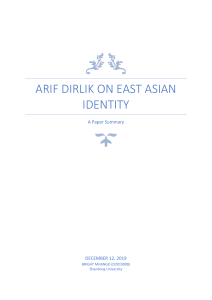 Arif Dirlik on East Asian Identity Assignment  - Bright Mhango