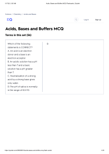 Acids, Bases and Buffers MCQ Flashcards   Quizlet