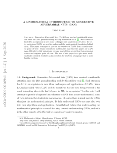 A Mathematical Introduction to Generative Adversarial Nets (GAN) - Yang Wang