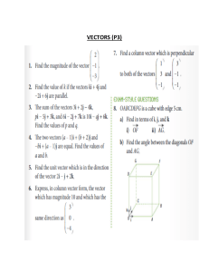 Vectors Worksheet