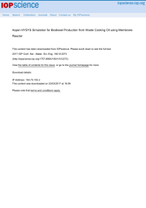 Aspen HYSYS Simulation for Biodiesel Production fr