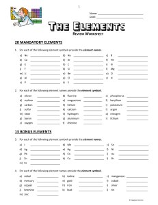 15 - Elements - Review Worksheet